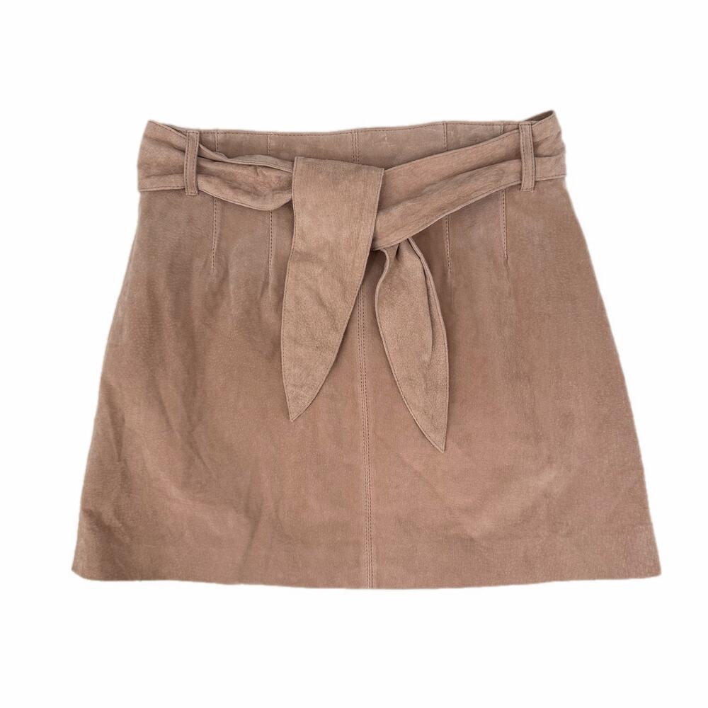 Blank NYC Neutral Mauve Pink Waist Tie Belted Leather Suede Feminine Mini Skirt